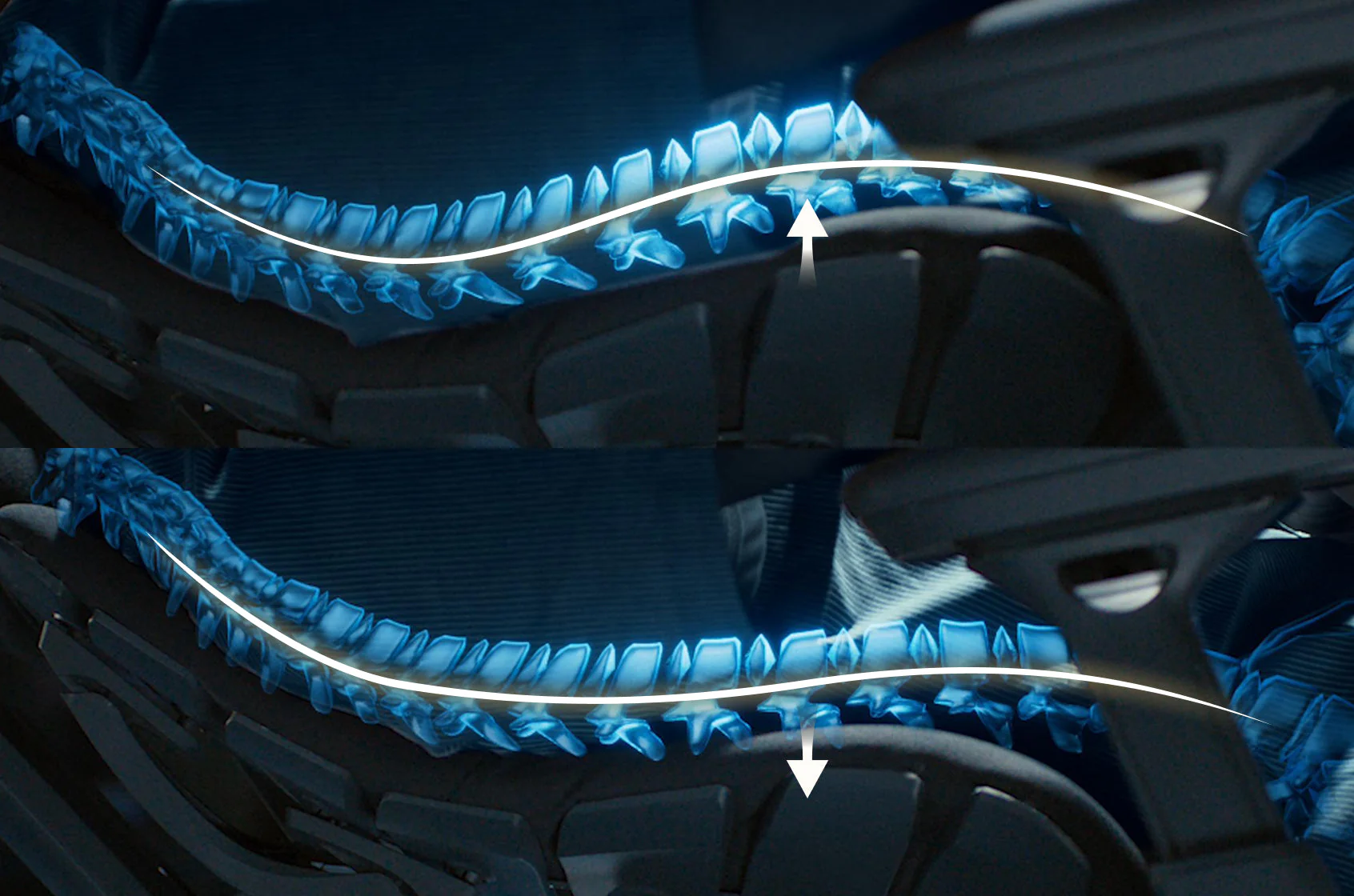 Encosto Bionic FlexFit que se adapta à coluna vertebral